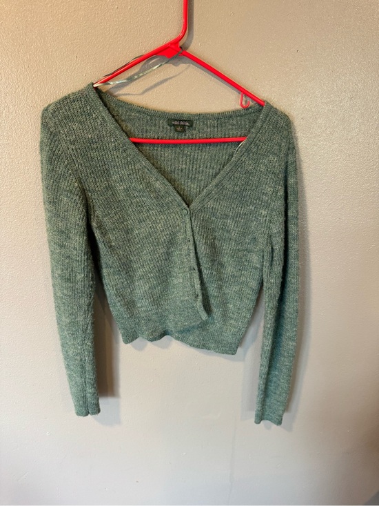 wild fable Sweaters - wild fable Sage Green V-Neck Button-Front Knit Top